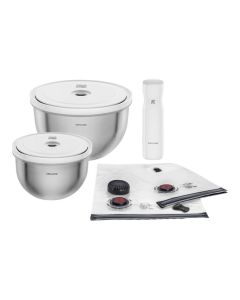 Zwilling Fresh & Save Bowls Vakuum Starter Set, Edelstahl M/L, 9-tlg., Silber-Weiß 