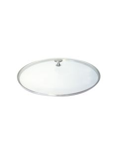 Flacher Glasdeckel mit vernickeltem Knauf für Woks