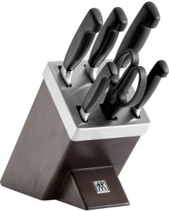 Vier Sterne Selbstschärfender Messerblock 7-tlg., Esche