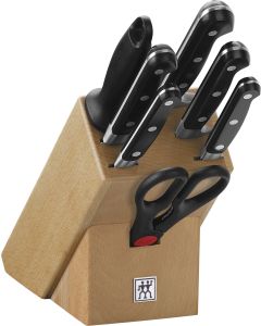 Professional 'S' Knife block, natural wood, 8 pcs.