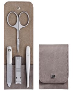 Zwilling Twinox Maniküre/Pediküre Set 4-tlg., Taschen-Etui, Leder, taupe