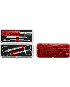 Zwilling Classic Inox Maniküre Rahmenetui 5-tlg., Rindleder, rot