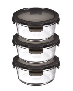 LocknLock 3x Boroseal rund 650ml grauer Deckel (LLG831G/3)
