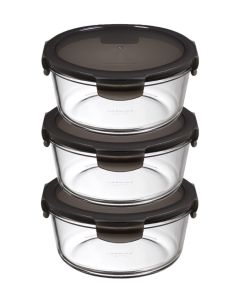 LocknLock 3x Boroseal rund 950ml grauer Deckel (LLG861G/3)