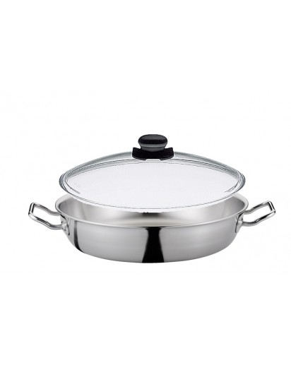 Spring: Brigade Premium Servierpfanne XL mit Vulcano Glasdeckel, Ø28cm