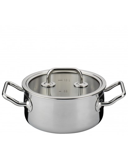 Spring: Brigade Basic Bratentopf niedrig m. Glasdeckel, Ø16cm