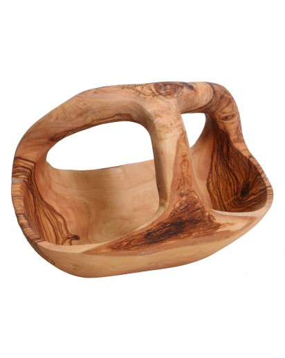 Nut Bowl with Root Handle Olive Wood, 20 cm