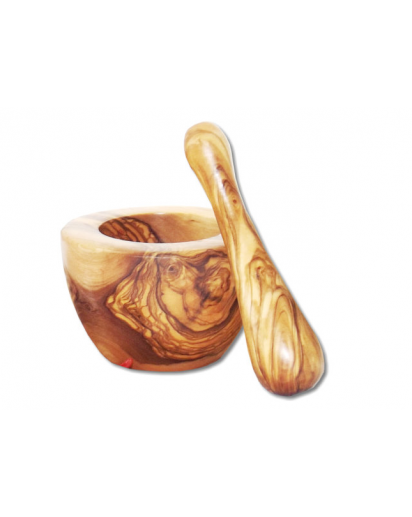 Mörser klein glatt stark Olivenholz ca. 8 cm