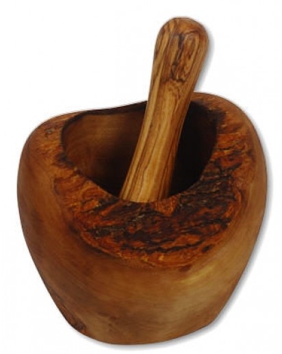Olivenholz Mörser mit Rinde, ca Ø10cm