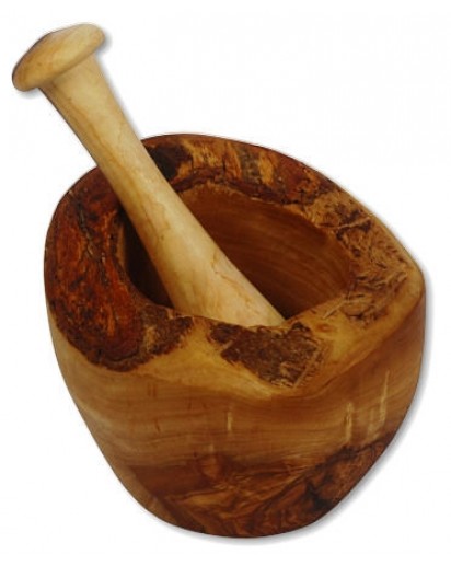 Olivenholz Mörser mit Rinde, ca Ø14cm