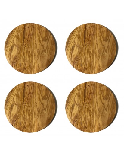 Olivenholz Brett 4er Set, rund, ca Ø24cm