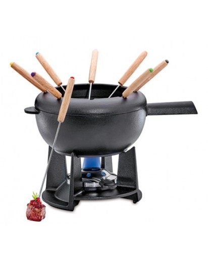 Spring: Saas Fee Fondue-Garnitur Gusseisen, schwarz