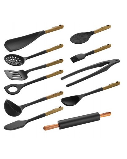 Staub: Küchenhelfer-Set Silikon/Holz, 12-tlg.