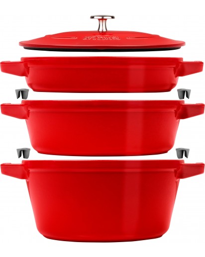 Staub: Cookware Set 3 pcs. cast iron, cherry red