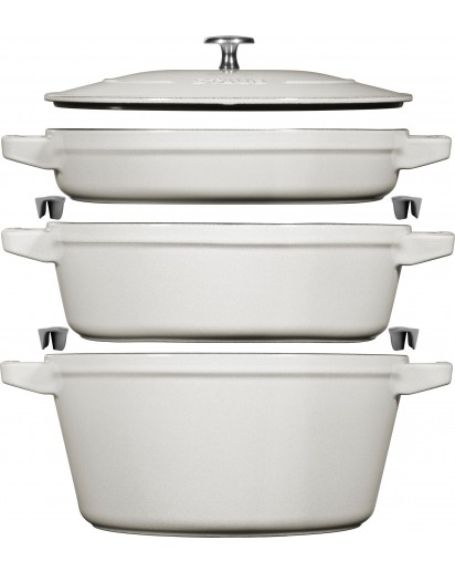 Staub: Cookware Set 3 pcs. cast iron, white truffle
