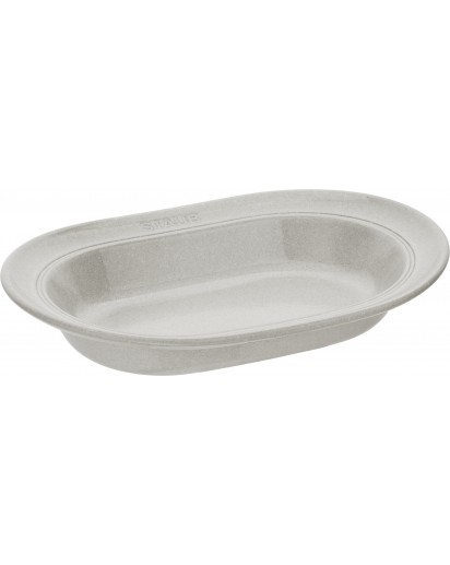 Staub: Ceramic plate oval, white truffle, 25cm