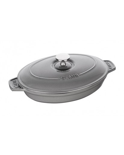 Staub: Oval Covered Casserole Dish,  23 x 17 cm, Graphite Grey