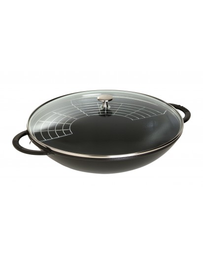 Staub: Wok with glass lid, 37 cm, black