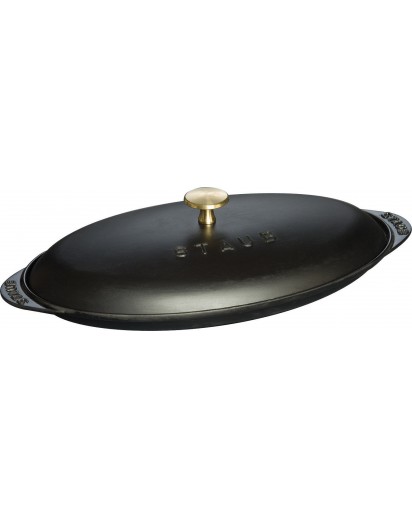 Staub: Oval dish with lid 31 cm, black