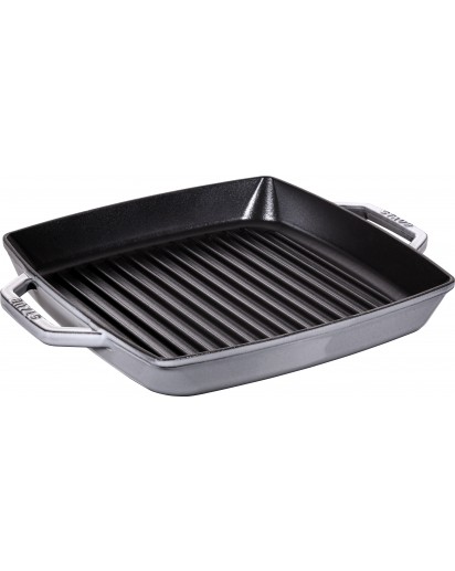 Staub: square grill pan, iron cast, graphite grey, 28x28cm