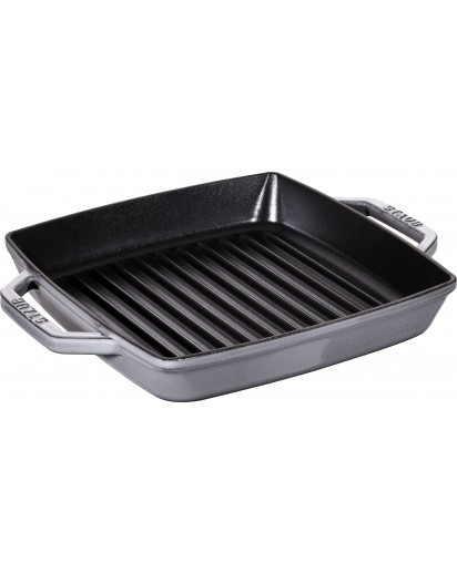 Staub: square grill pan, iron cast, graphite grey, 23x23cm