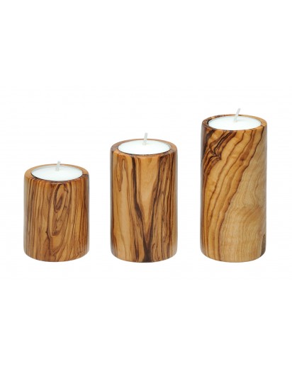 seleXions®: Olivenholz Kerzenständer für Teelichter 3er Set