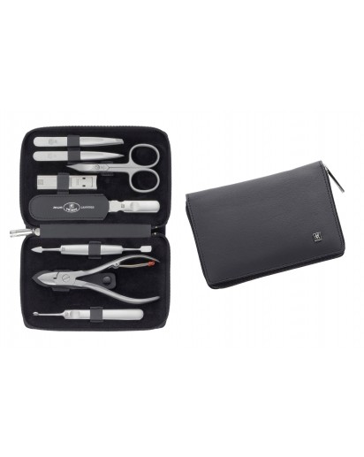 Zwilling: Twinox Maniküre/Pediküre Set 8-tlg., Reißverschluss-Etui, Nappaleder, schwarz 