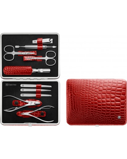 Zwilling: Maniküre Pediküre Set 10-tlg., Leder, rot