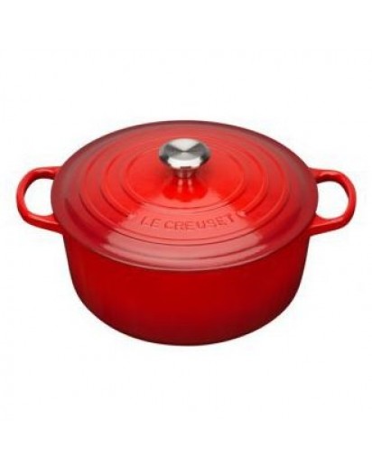 Le Creuset: Bräter Gusseisen Signature rund, Ø22cm, kirschrot