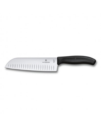 Victorinox: Swiss Classic Santokumesser mit Kullen, schwarz