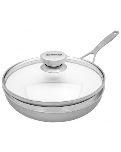 Demeyere: Industry 5 Bratpfanne mit Glasdeckel, geschlossener Rand, Ø24cm
