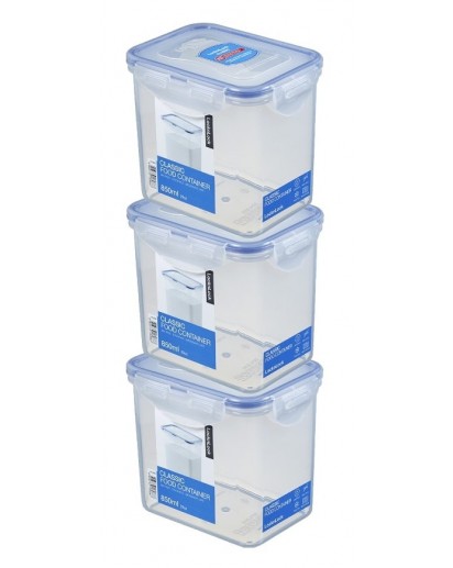 LocknLock: 3 x Container Rectangular 850 ml (HPL808/3)
