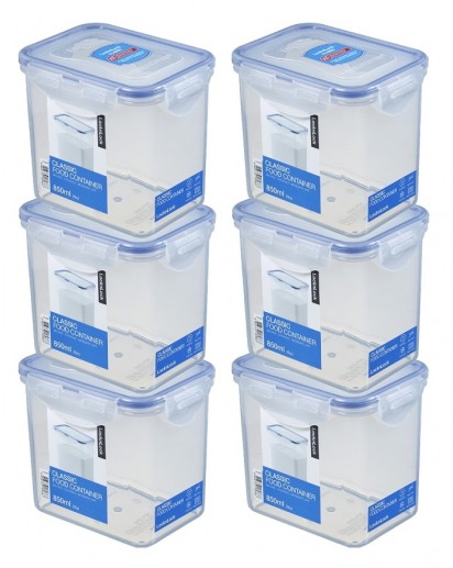 LocknLock: 6 x Container Rectangular 850 ml (HPL808/6)