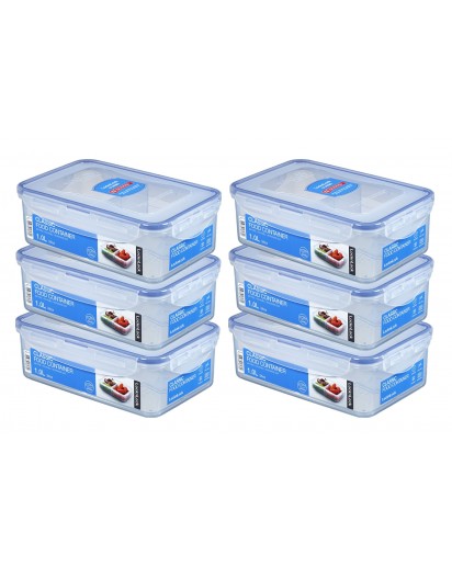 LocknLock: 6 x Multi-Use Food-Storage Box with Drain Grate 1.0 l (HPL817TS6)