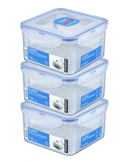 LocknLock: 3x Container Square with Serving Inset 1.2 l (HPL822T/3)