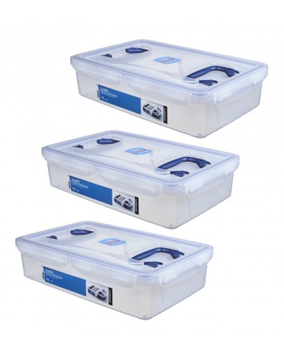 LocknLock: 3x Multiple-Use Storage Container with two handles, 10l (HPL894/3)
