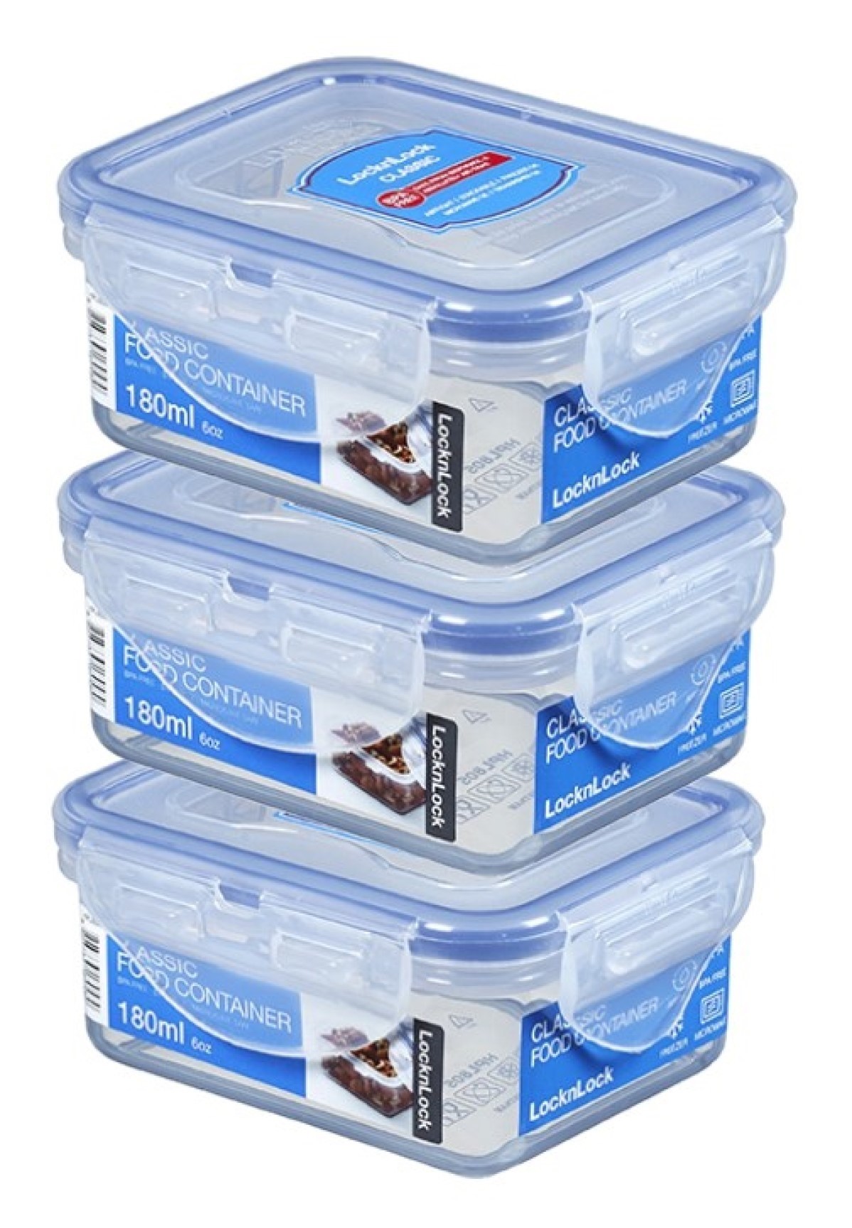 HPL805 110 x 90 x 48mm 3x Lock and & Lock Food Storage Container 180ml 