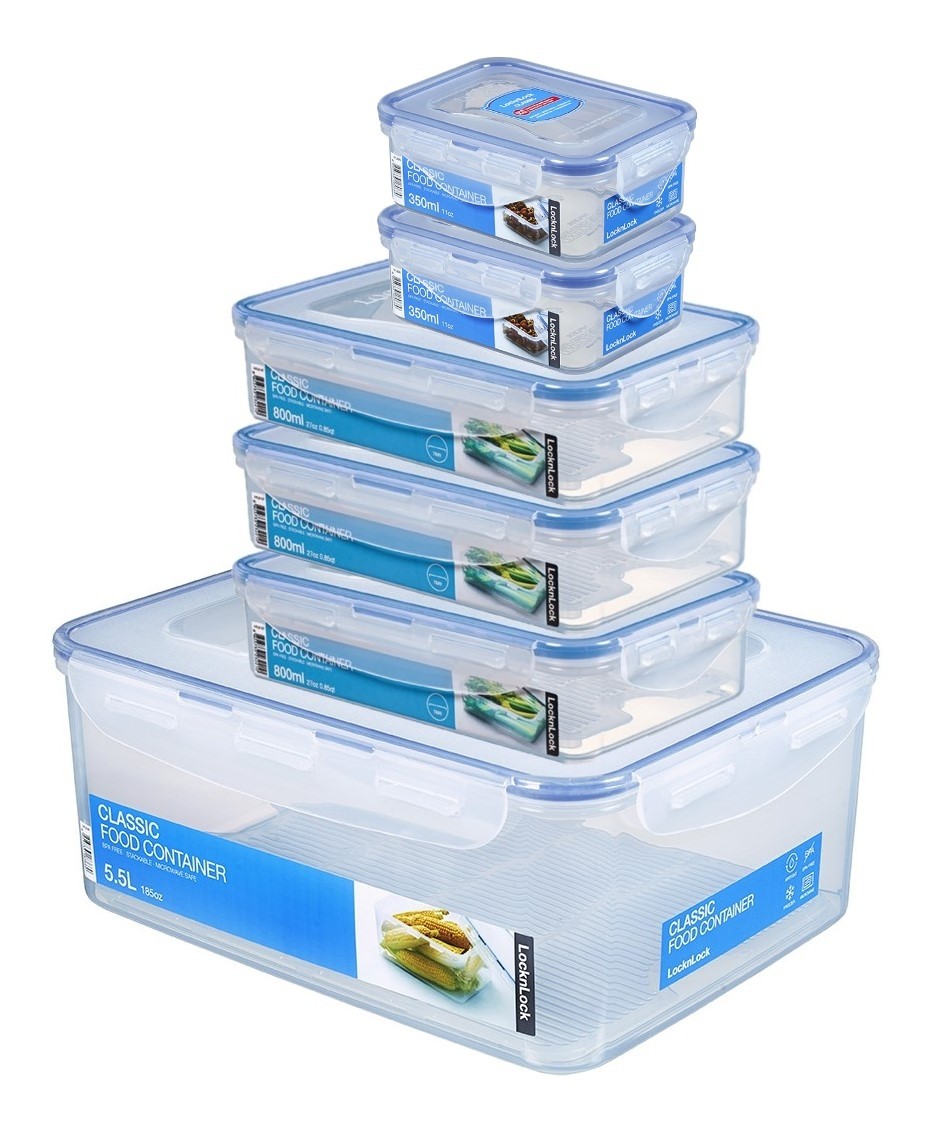 LocknLock Storage Food Storage Container Set, 6-Piece, Clear