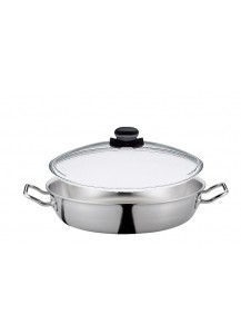 Spring: Brigade Premium Servierpfanne XL mit Vulcano Glasdeckel, Ø28cm