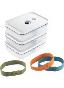 Zwilling: Fresh & Save Vakuum Lunchbox Set, L flach, 6-tlg, Kunststoff, Semitransparent-La Mer