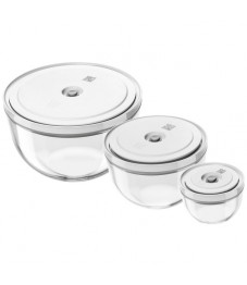 Zwilling: Fresh & Save Bowls Vakuumschüssel Set S/M/L, 6-tlg., Glas