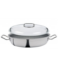 Spring: Vulcano Intense Pro Servierpfanne XL hoch mit Domo Glasdeckel