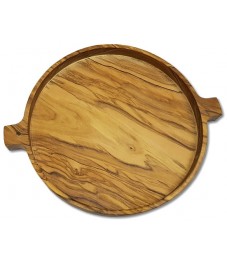 Olivenholz Tablet "Face" rund, ca. Ø21cm
