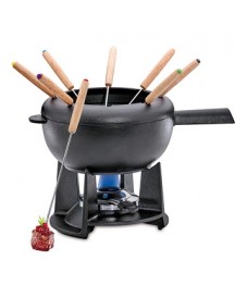 Spring: Saas Fee Fondue-Garnitur Gusseisen, schwarz