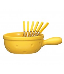 Spring: Cheese Fondue Caquelon "Cheese" with Forks, 24 cm